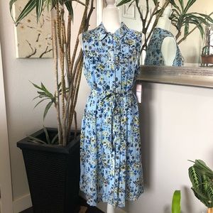 NANETTE LEPORE Blue Floral Button Front Dress 12